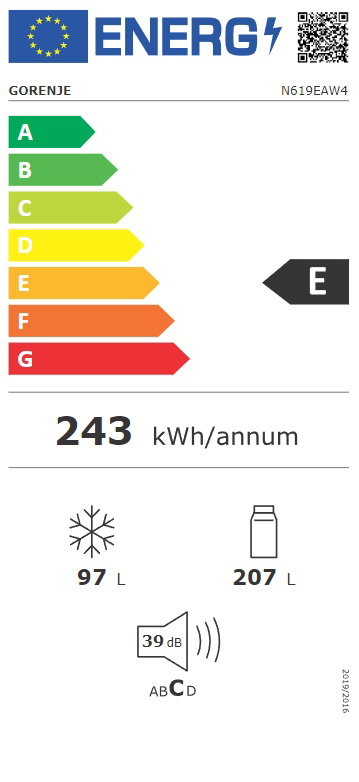 Šaldytuvas su šaldikliu GORENJE N619EAW4, 186 cm - 4