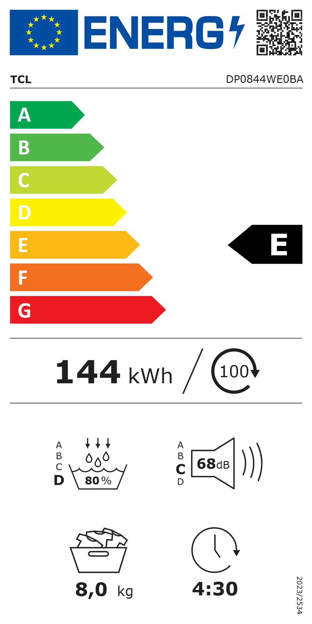 Džiovyklė TCL DP0844WE0, 8 kg - 5