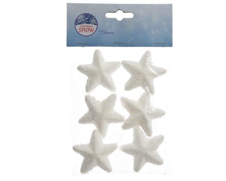 Kalėdų dekoracija SNOW STARS, baltos sp., 8 cm, 6 vnt. - 1 nuotrauka