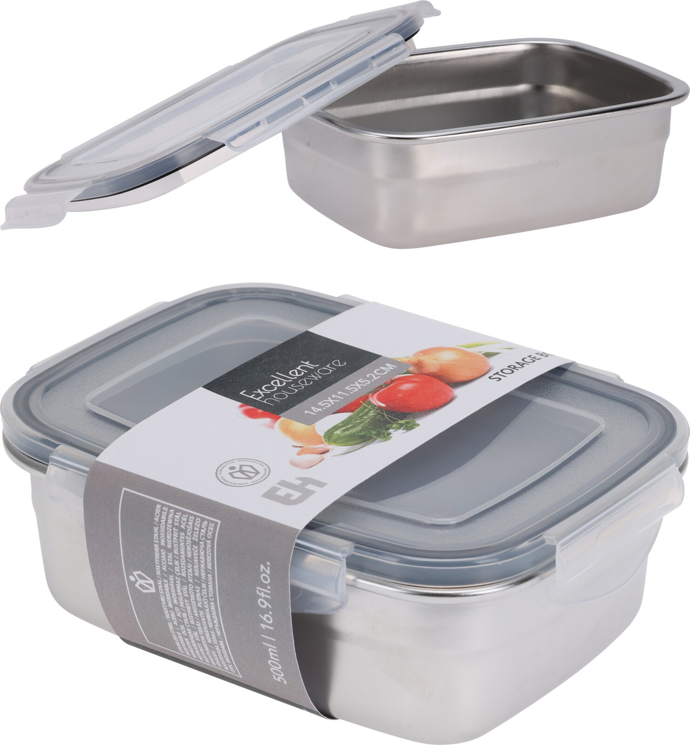 Metalinė maisto laikymo dėžutė, pilkos sp., 500 ml, 1 vnt.-0
