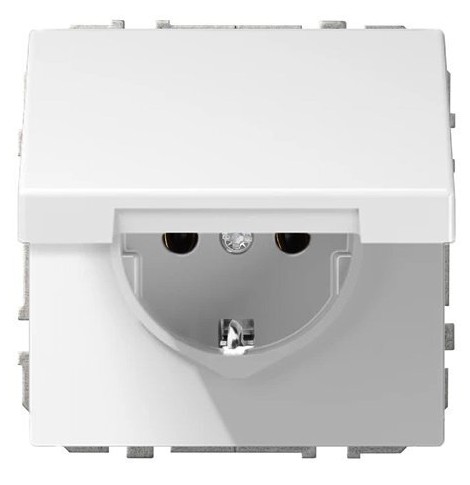 Kištukinis lizdas MODERN, su įžeminimu, IP44, be rėmelio, baltos matinės sp.-0