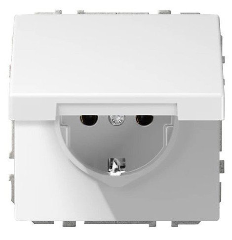 Kištukinis lizdas MODERN, su įžeminimu, IP44, be rėmelio, baltos matinės sp.-0