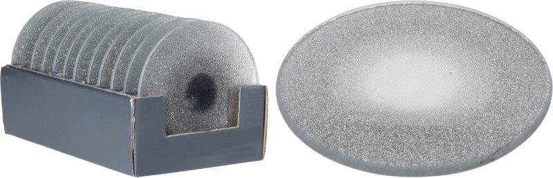 Stiklinė žvakidė PLATE, sidabro sp., 20 cm-0