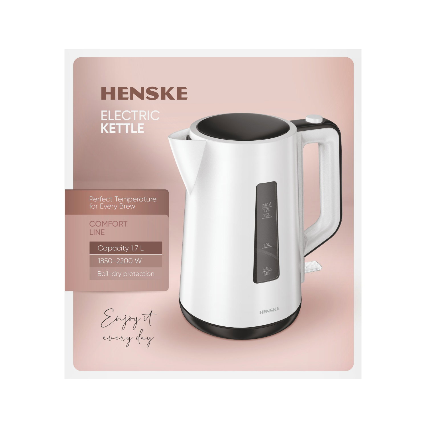 Elektrinis, plastikinis virdulys HENSKE KE01303-GS, 1,7 l-1