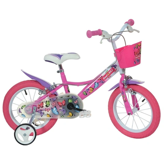 Vaikiškas dviratis BIMBO BIKE GIRL BUTERFLY, 14 dydis, rausvos/baltos sp.-0