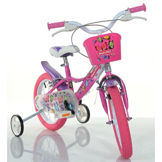 Vaikiškas dviratis BIMBO BIKE GIRL BUTERFLY, 14 dydis, rausvos/baltos sp.-1