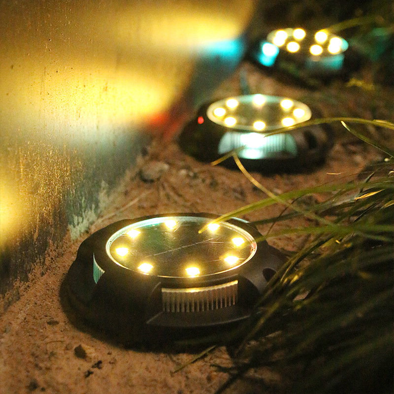 Įsmeigiamas LED lauko šviestuvas įkraunamas saulės energija 8LED + 4RGB ø11x13cm, 2vnt. - 4