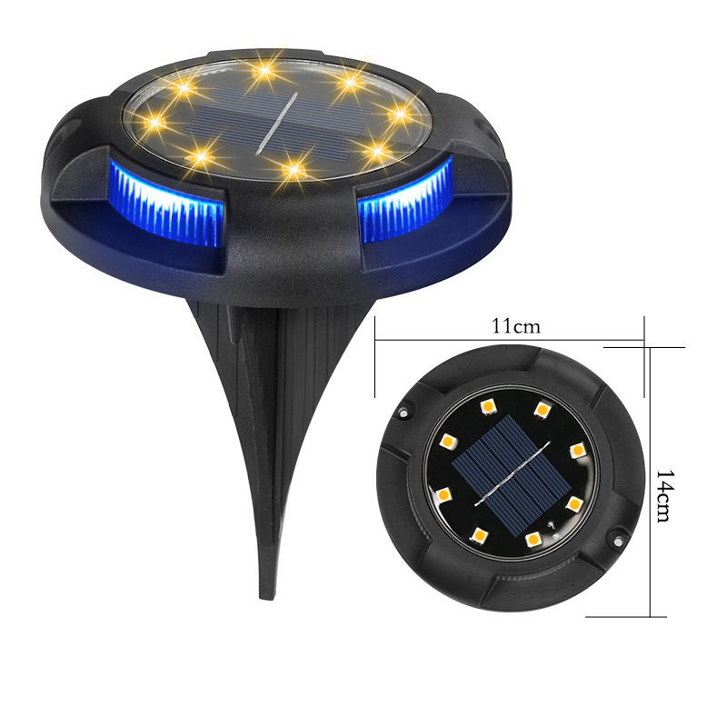 Įsmeigiamas LED lauko šviestuvas įkraunamas saulės energija 8LED + 4RGB ø11x13cm, 2vnt.-1