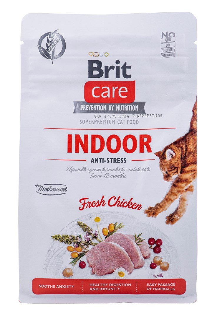 Sausas ėdalas katėms Brit Care Cat GF Indoor Anti-stress, 0.4 kg