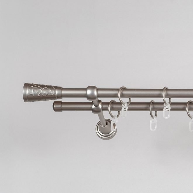 Metalinis karnizas SEVILLA-PICOLO, sidabro sp., dvigubas, Ø 16 mm, 1,6 m