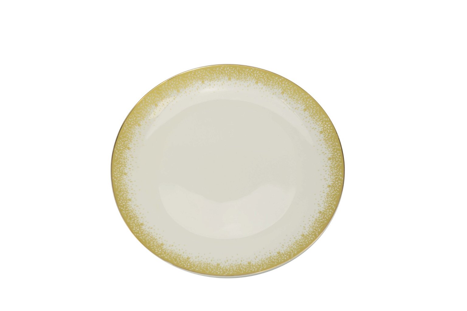 Pietų lėkštė DINA, balta su aukso spalvos kraštais, ø 27 cm