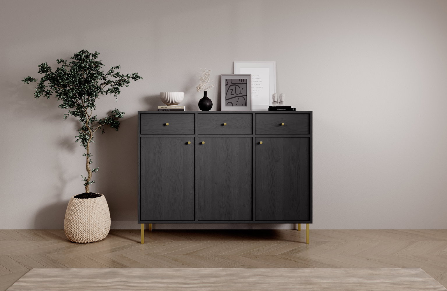 Komoda Tili 3D 3S, juoda - 4