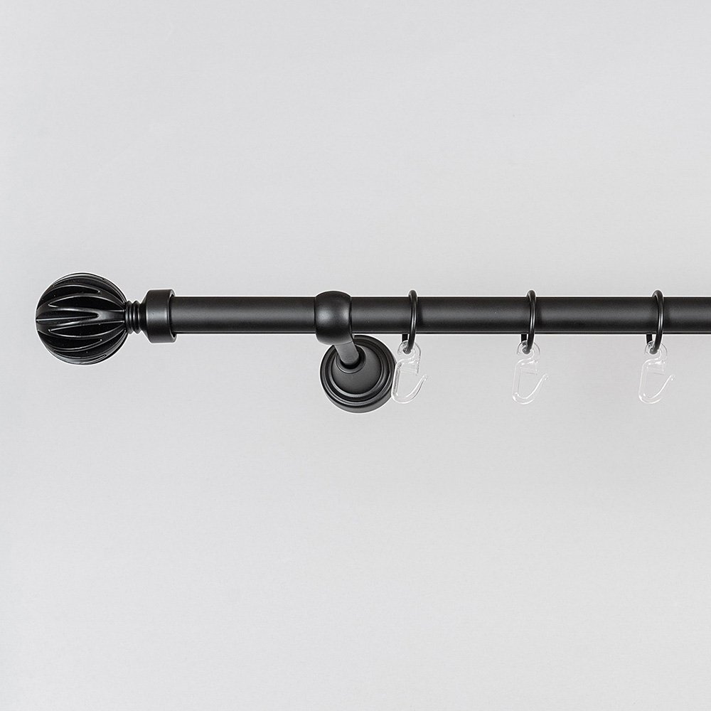 Metalinis karnizas MATERA, juodos sp., viengubas, 1,6 m, Ø 19 mm - 2