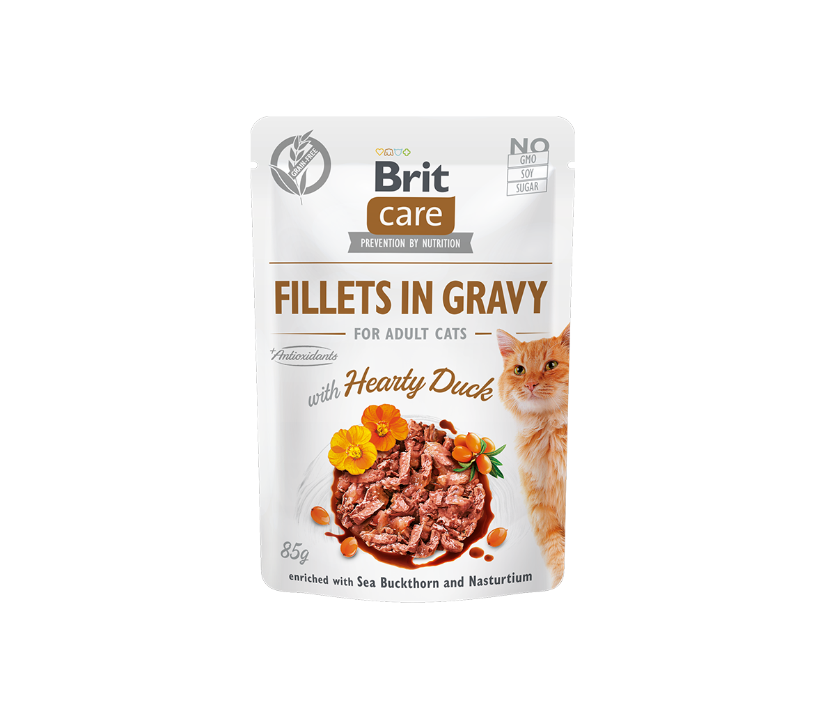 Konservuotas ėdalas katėms Brit Care Cat Fillets in Gravy Hearty Duck, 85 g