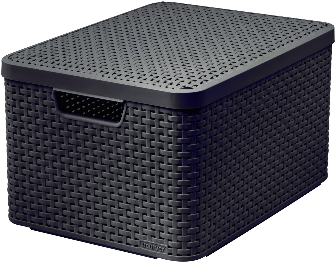 Plastik. daiktadėžė su dangčiu CURVER RATTAN STYLE, L, tams. rudos sp., 44,5x33xh25cm, 30l-0