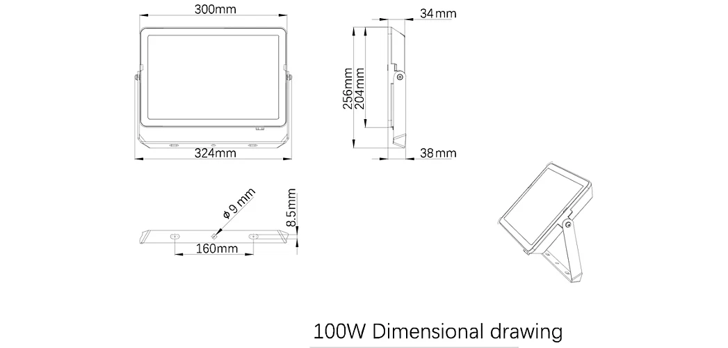 LED prožektorius PHILIPS, IP65, 100W, 4000 K, 9500 lm, juodos sp., 32,4 x 3,8 x 25,6 cm-1