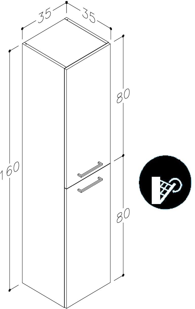 Vonios spintelė RB BATHROOM LUNA, ūkinė, varinio ąžuolo sp., 35 x 160 x 35 cm-1