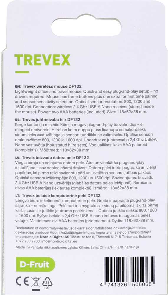 Bevielė pelė D-FRUIT Trevex DF132, juodos sp. - 4
