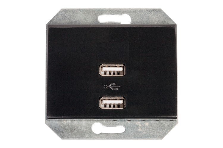 USB maitinimo lizdas XP 500. 2 vietų. 5V DC 3,4 A b/r black