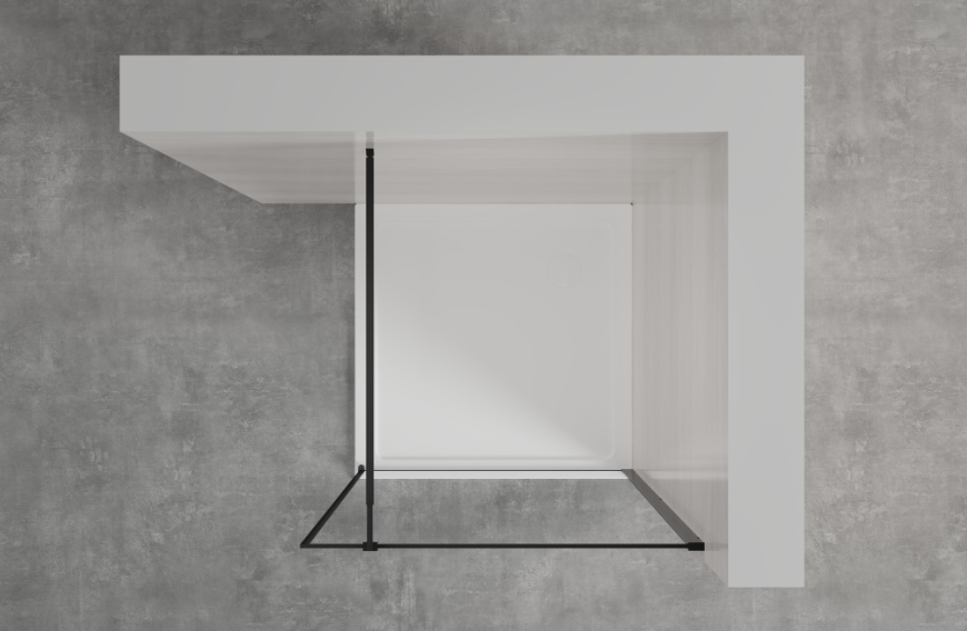Dušo sienelė WALK IN II BLACK FRAME, skaidrus stiklas 8 mm, juodos sp. rėmas, 80 x 200 cm - 5