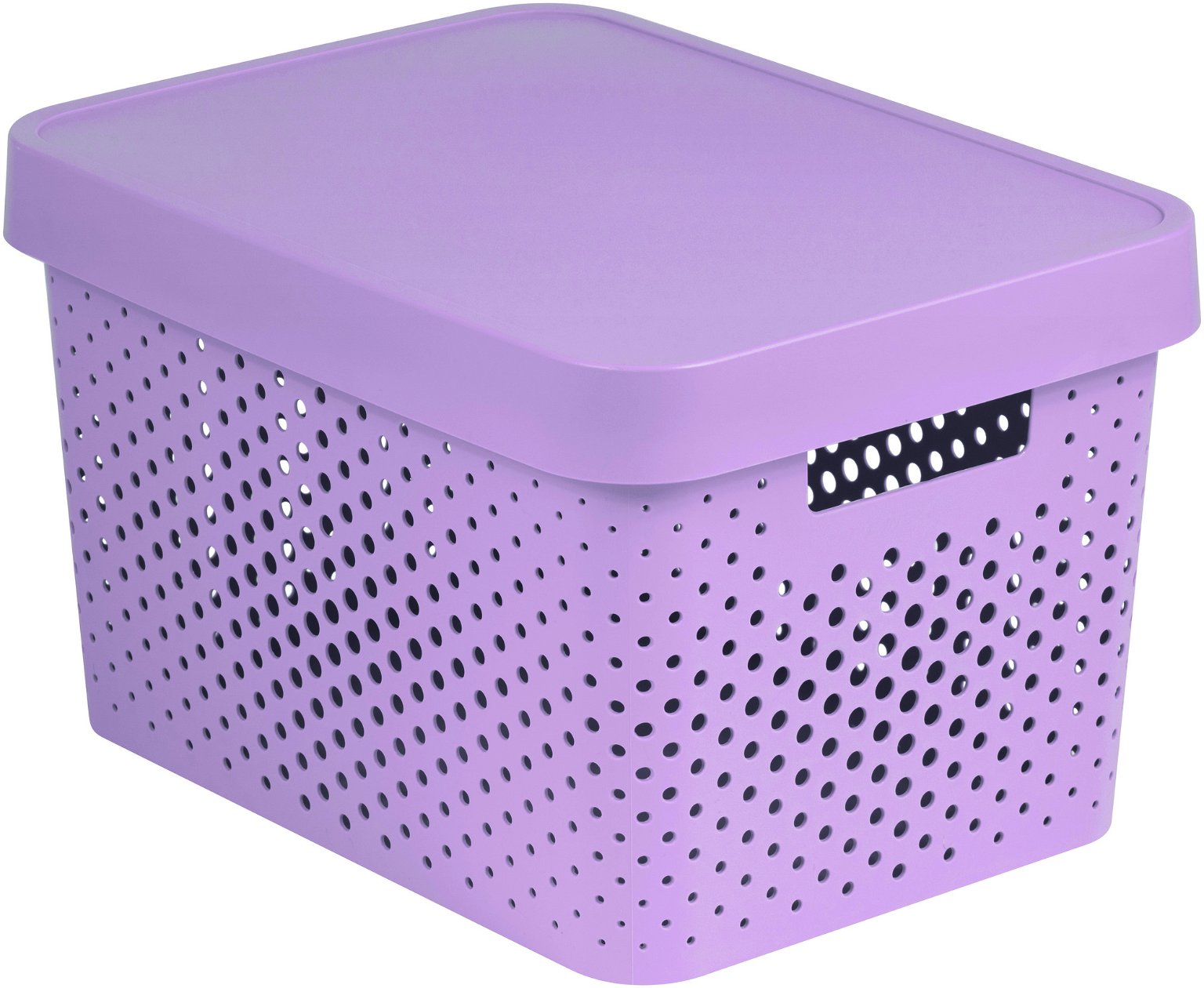 Daiktų saugojimo dėžė su dangčiu CURVER INFINITY DOTS, rožinės spalvos, h22 x 36 x 27 cm, 17 L