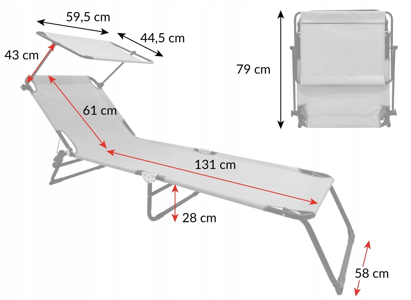 Sulankstomas gultas su stogeliu Rest, 192 x 58 x 28 cm - 2
