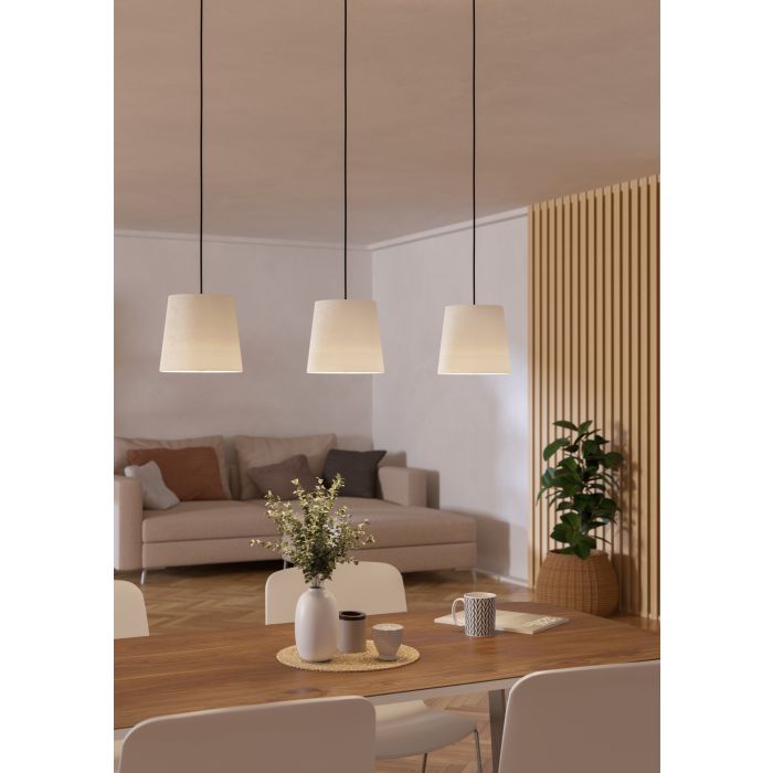 Pakabinamas šviestuvas EGLO FEBRES,  3xE27, 60W, juodos/baltos sp., 18x88x110cm - 3