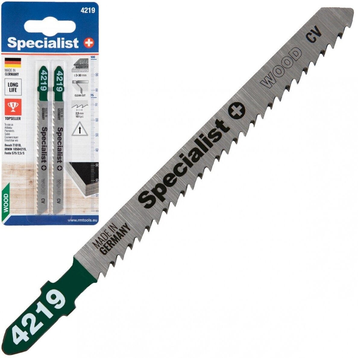 Siaurapjūklio pjūkleliai SPECIALIST+, 75/110 mm, T101B, 10 TPI, CRV, medienai 3-30 mm, 2 vnt.-0