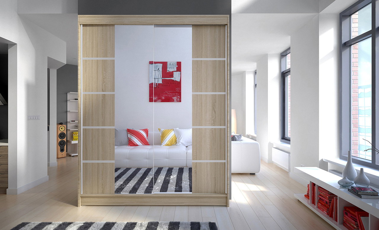 Spinta ADRK Nordic 150, rusva sp., 58 cm x 150 cm x 200 cm, su veidrodžiu-1