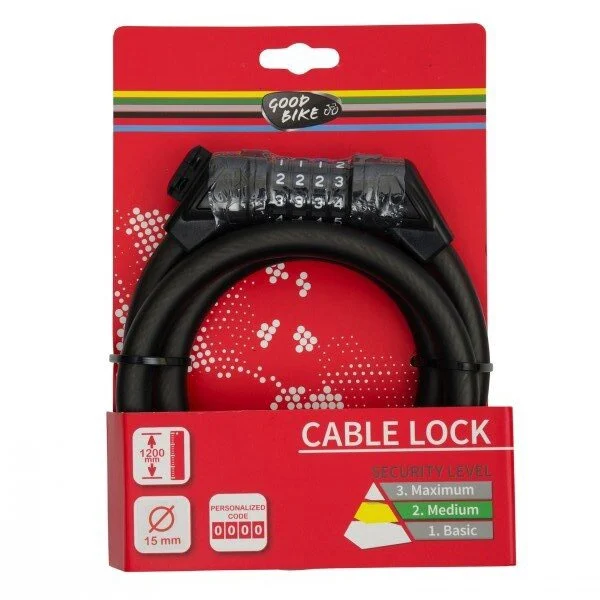 Dviračio spyna GOOD BIKE PREMIUM SECURITY, Ø1,5 X 120 cm, su kodu-0