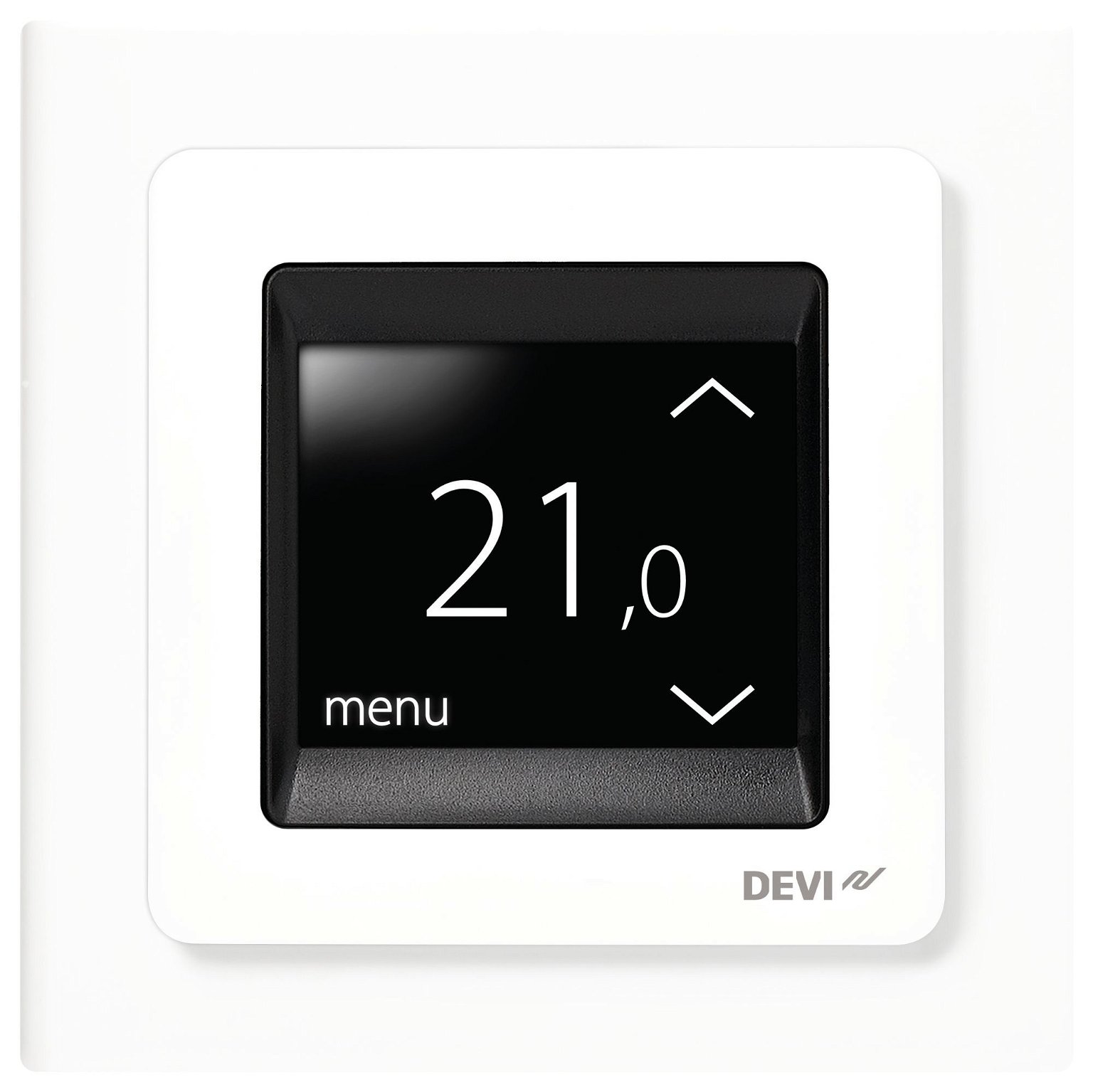 Termostatas DEVIreg Touch, 0,4 W, 16 A grindų, patalpos jutiklis, baltos sp.