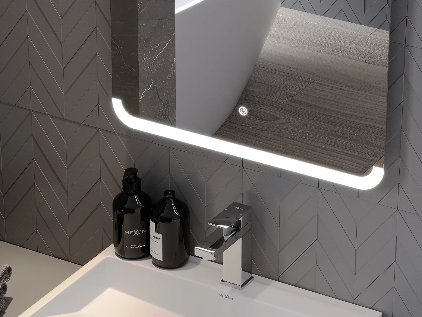 Vonios veidrodis Mexen Nida su LED apšvietimu ir šildymo kilimėliu, 50 x 70 cm - 5