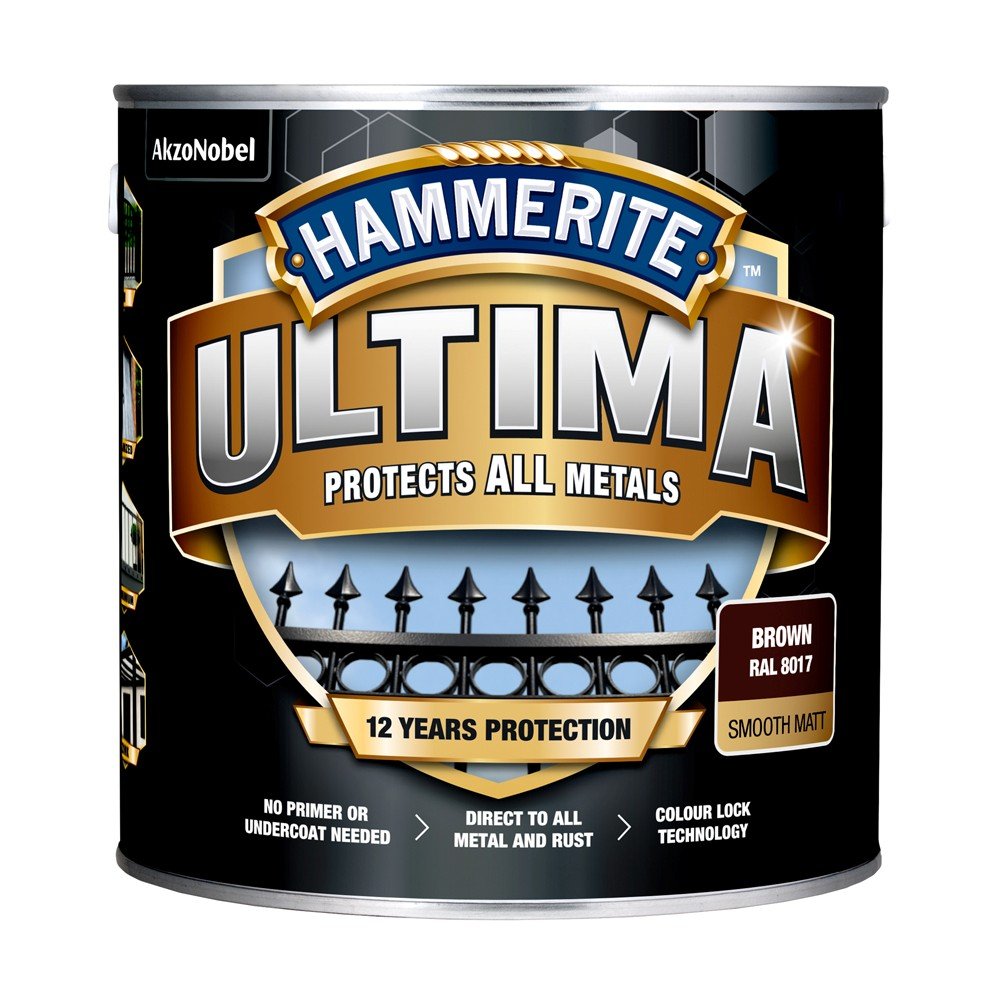 Metalo dažai HAMMERITE ULTIMA MATT, antikoroziniai, matiniai, rudos sp., 2,2L-0