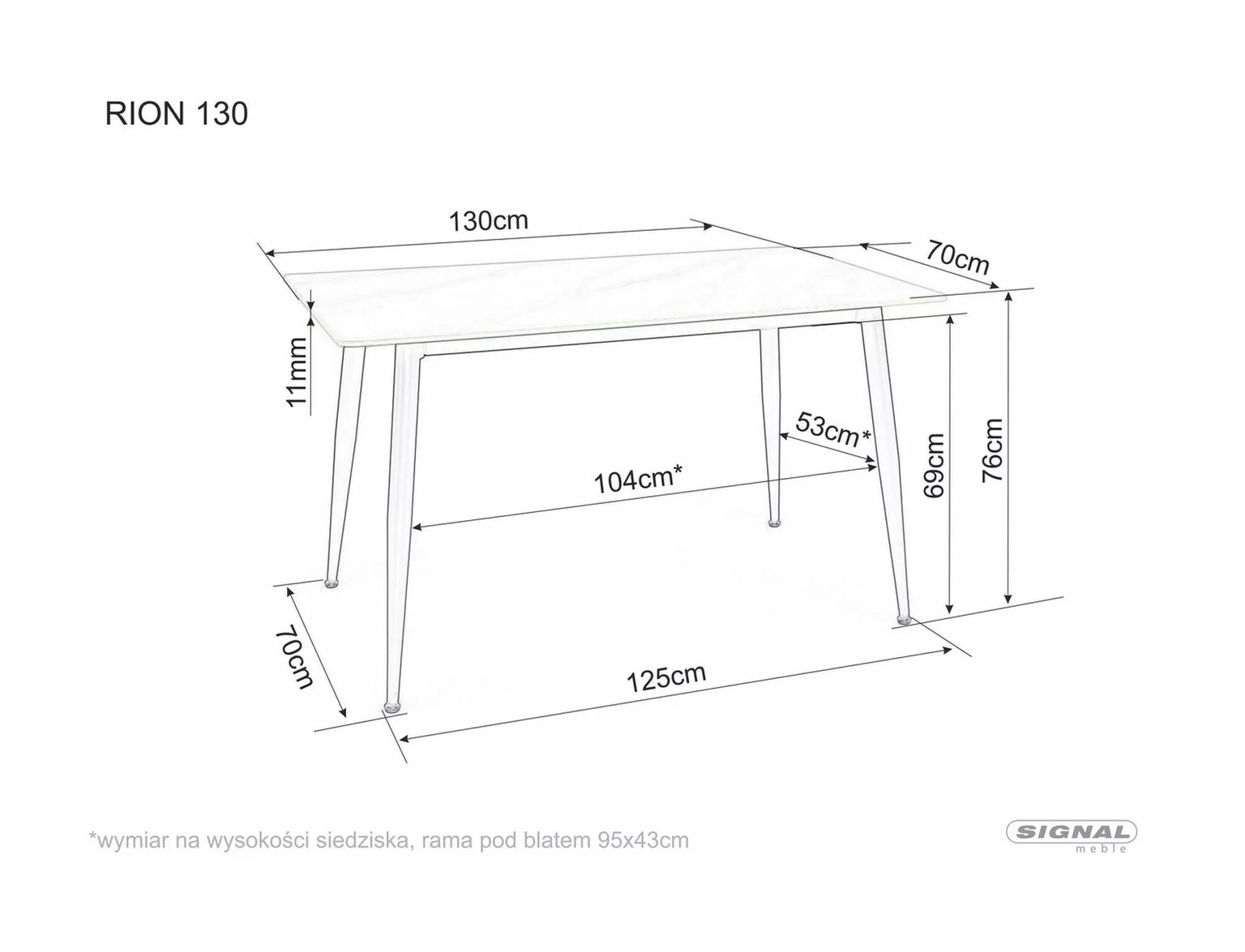 Valgomojo stalas RION, 130 x 70 cm, balta - 3