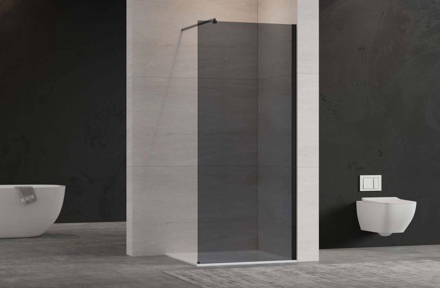 Dušo sienelė Invena, 120 cm x 200 cm, juoda - 4