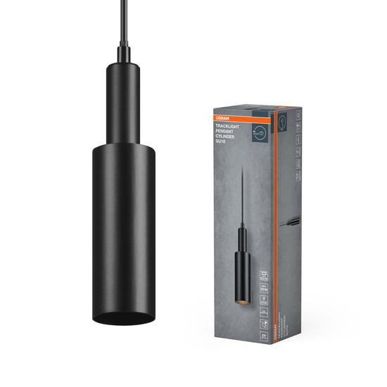 Pakabinamas bėgelių šviestuvas OSRAM TRACKLIGHT PENDANT CYLINDER,1xGU10,juodas,ø5,5x150-1