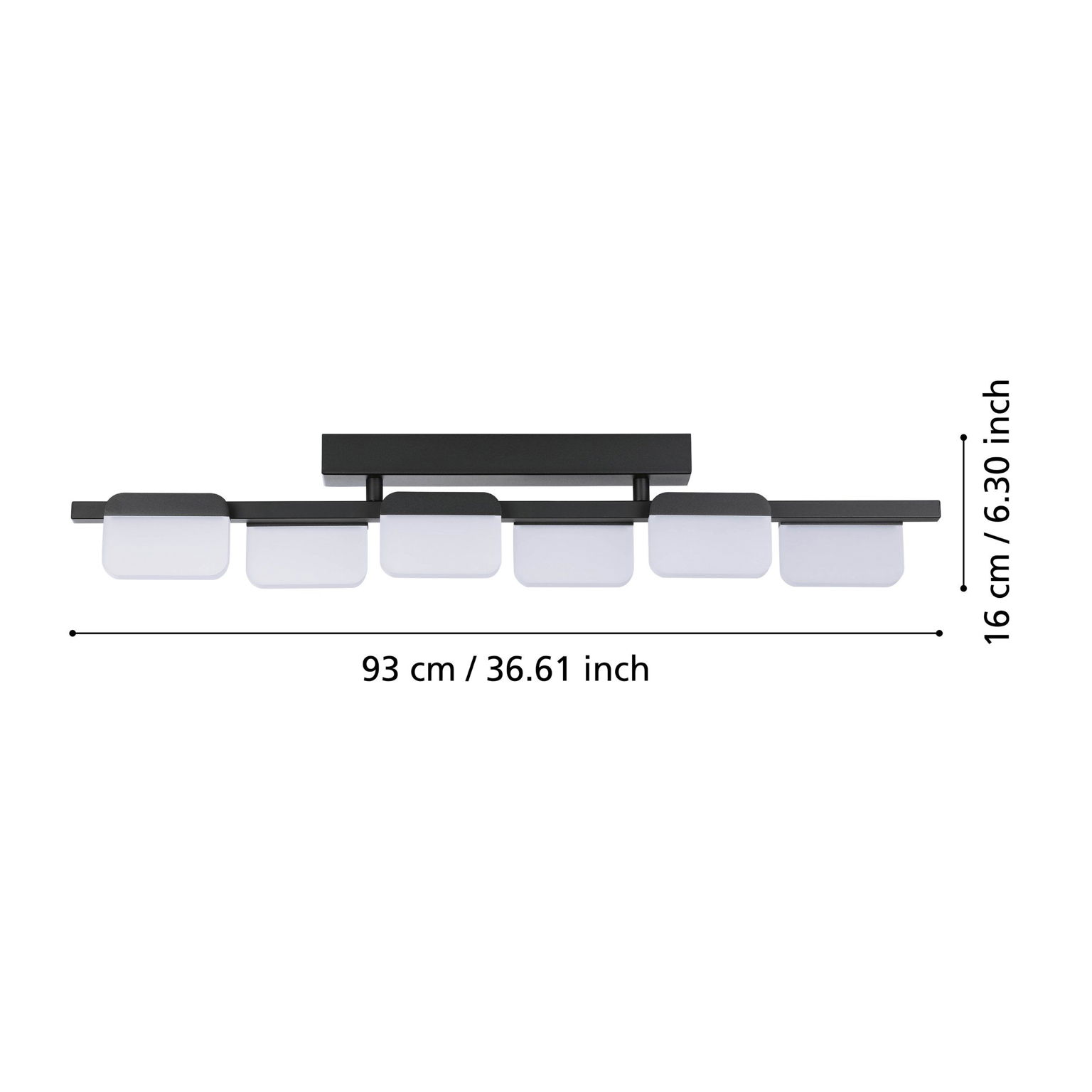 Lubinis LED šviestuvas EGLO Ervidel, 6x4,5W, 3000K, 2880lm, juodos sp., 93 x 6 x 16 cm-1