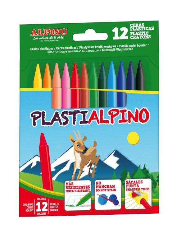 Vaškinės kreidutės PLASTIALPINO, 12 spalvų, 8 mm-0