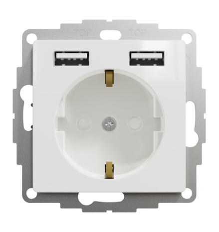 Kištukinis lizdas SCHNEIDER Sedna Design, su užsklanda + 2 USB, 4A, baltas; SDD111052-0