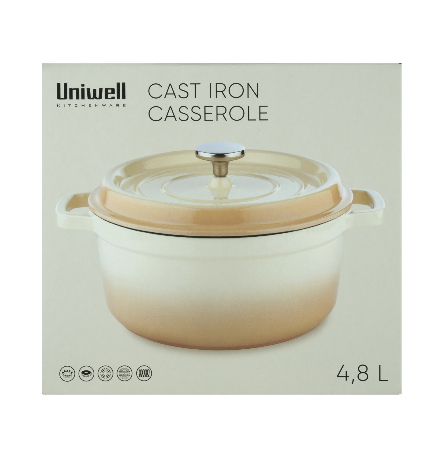 Ketaus puodas UNIWELL, raudonos sp., 4,8 l-0