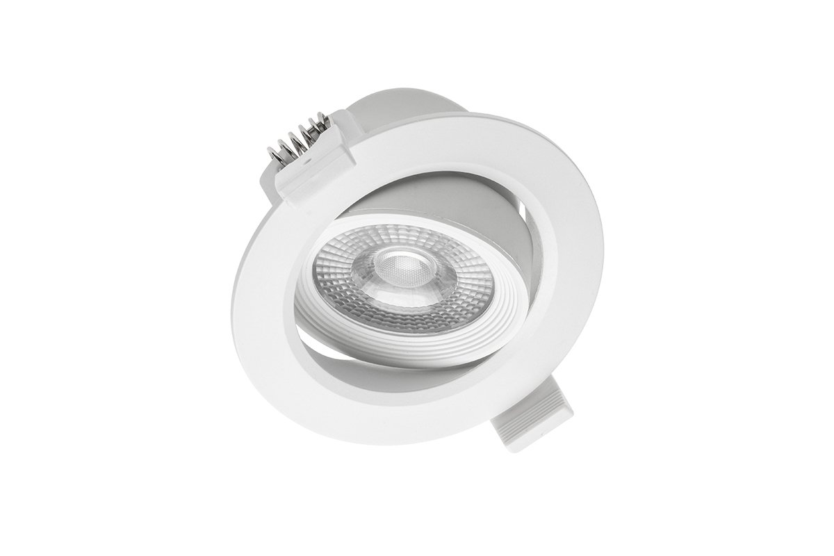 Įleidžiamas LED šviestuvas GTV VOLARE, 5 W, 400 lm, 3000 K, 38°, baltos sp., apvalios formos, Ø9 cm