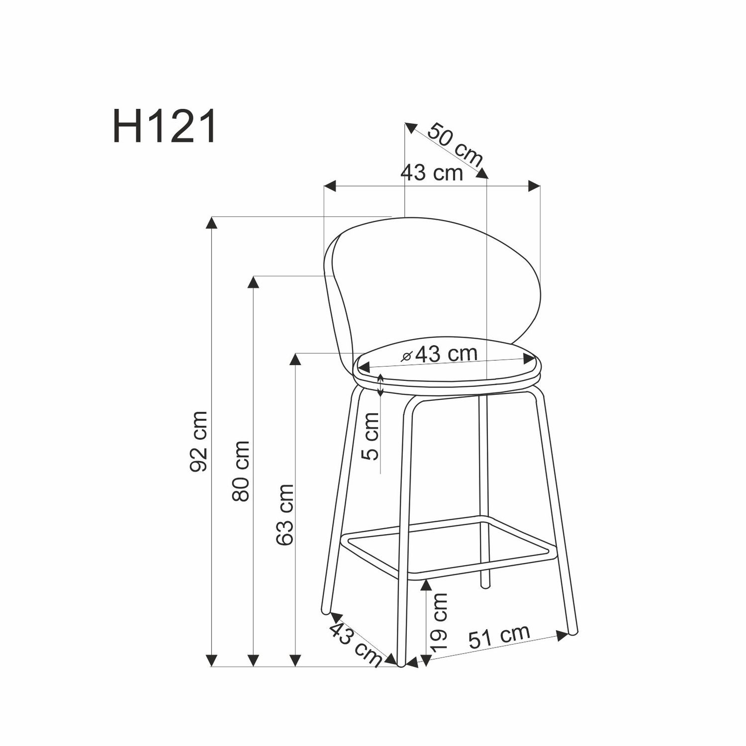 Baro kėdė H121, pilka - 6