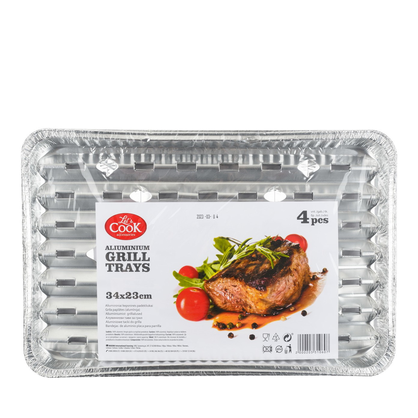 Vienkartinės aliuminio kepimo formos LET'S COOK, 34 x 23 cm, 4 vnt.-0