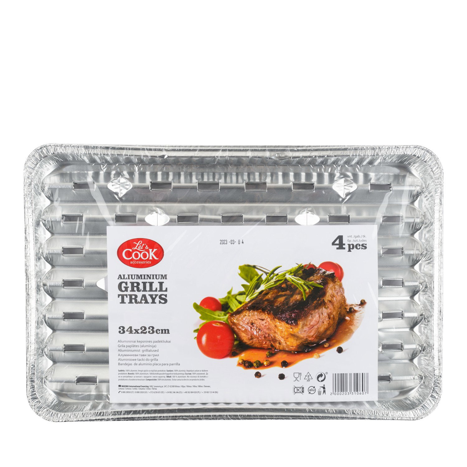 Vienkartinės aliuminio kepimo formos LET'S COOK, 34 x 23 cm, 4 vnt.-0