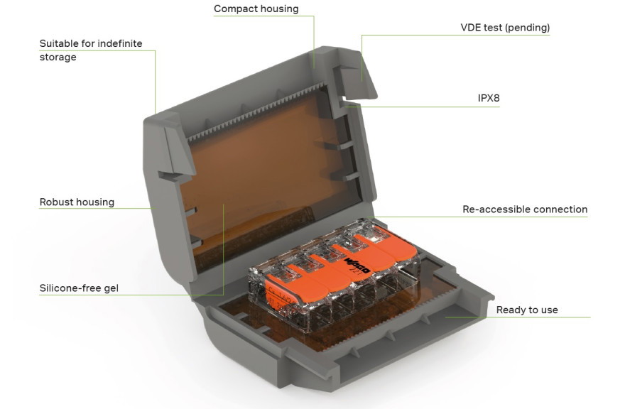 Hermetinė gelinė dėžutė GELBOX-3, IPX8, 33,6x17,8x52,7mm, 4mm, pilkos sp.-1