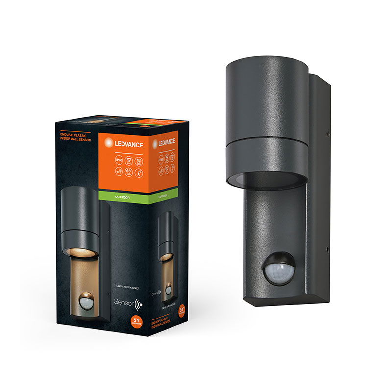 Sieninis lauko šviestuvas LEDVANCE ENDURA ISIDOR SENSOR, IP65,GU10,max 35W,h17cm,su judesio davikliu-1