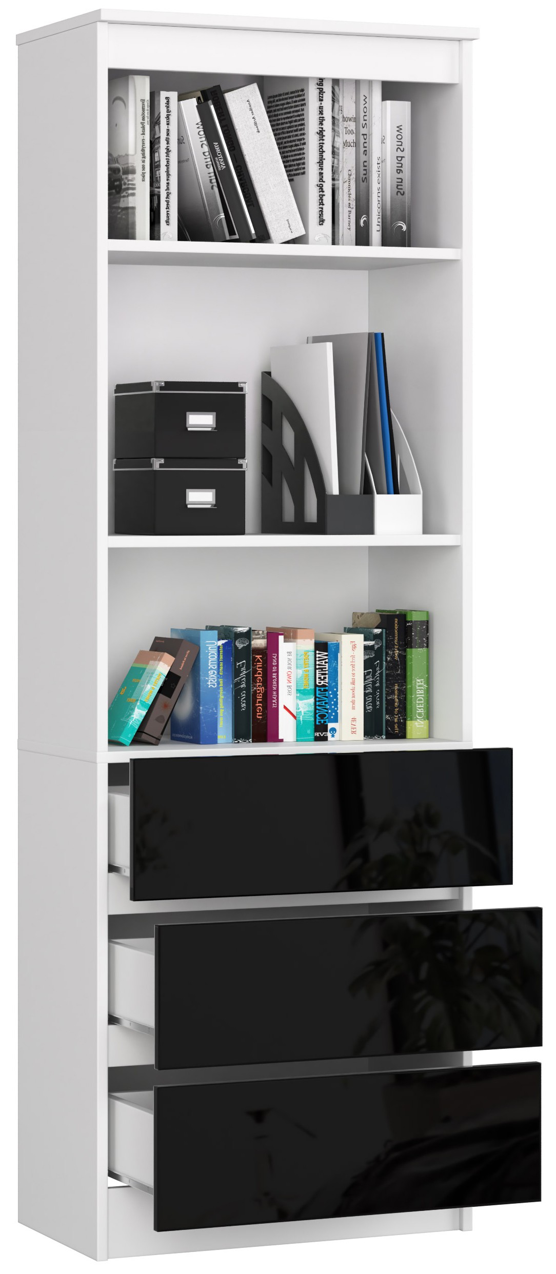 Lentyna CLP R 60 cm, balta/juoda blizgi-1