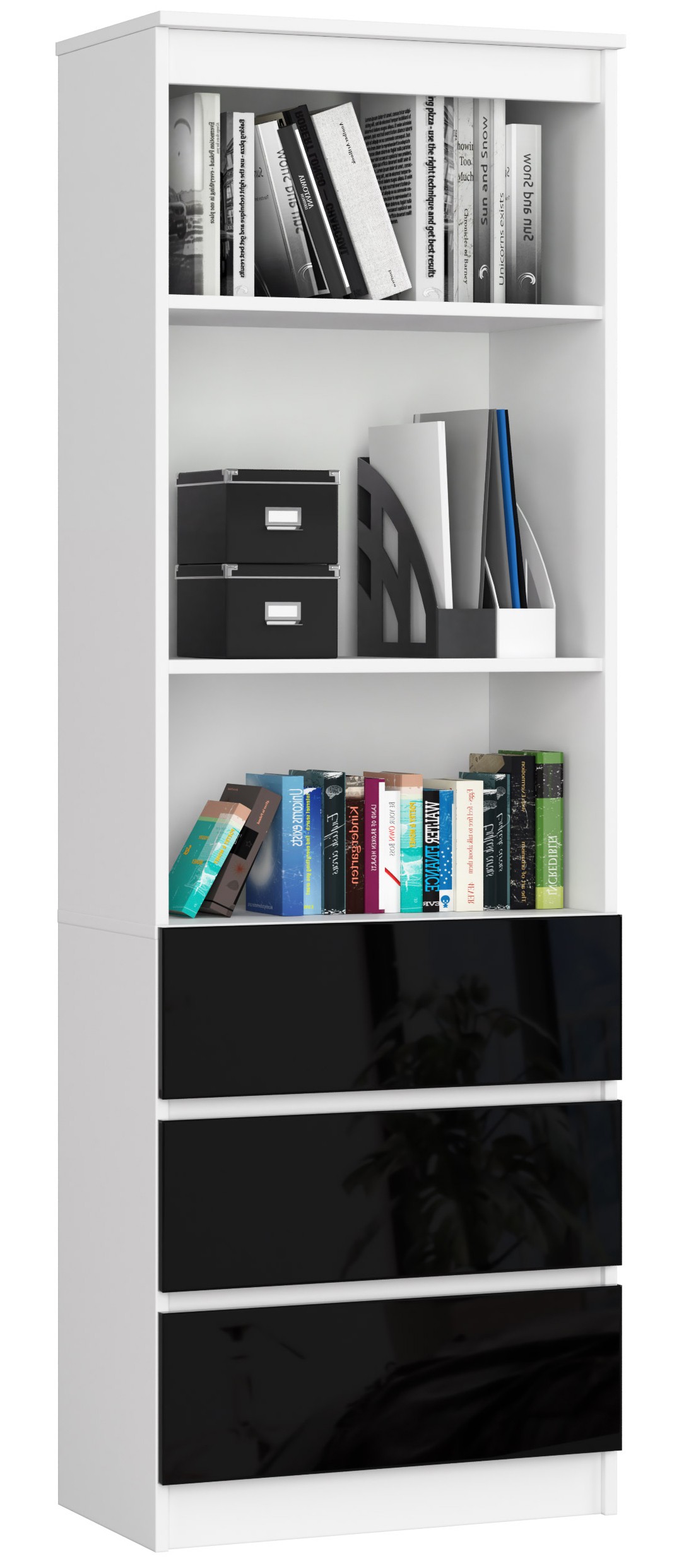 Lentyna CLP R 60 cm, balta/juoda blizgi-0