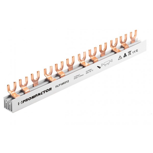 Komutacinė šyna Promfactor, 3P, 3F, 12 mod., 16 mm², Fork-type-0