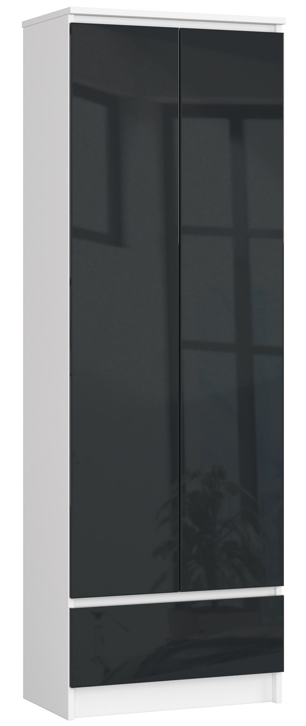 Lentyna-spintelė su stalčiumi CLP R60, balta/grafito blizgi